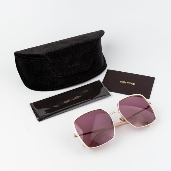 Tom Ford RAPHAELA Women Sunglasses Rose Gold Violet Square FT1006 32Y BRAND NEW